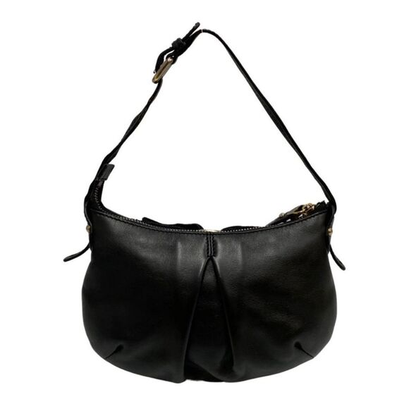 Auth Salvator Ferragamo Black Leather Small Studded Crescent Vara Hobo Bag - Picture 2 of 9